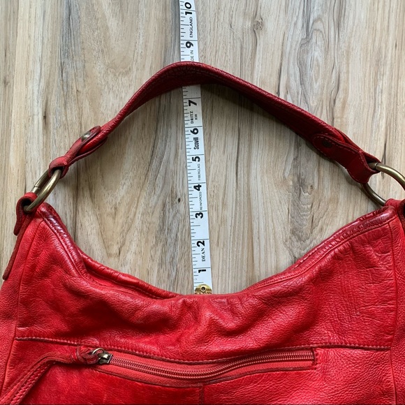 Anthropologie TANO Bright Red Leather Boho Slouch Purse - Large Size Bag - Picture 11 of 11